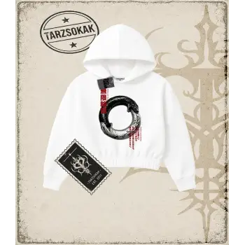 INFINITE SNAKE Kadın Crop Kapşonlu Sweatshirt
