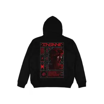 İnsane Siyah Oversize Unisex Kapüşonlu Sweatshirt Hoodie