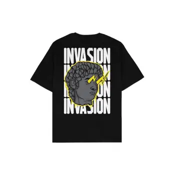 Invasion Siyah Oversize Unisex T-shirt