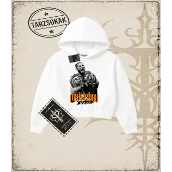 ISLAMMAKACHEV Kadın Crop Kapşonlu Sweatshirt