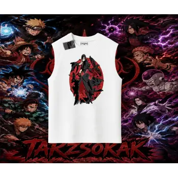 Itachi Uchiha Naruto Anime Karakteri Oversize Unisex Kolsuz Tişört Beyaz