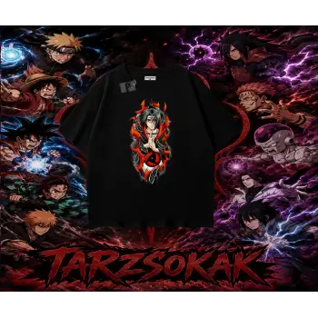 Itachi Uchiha Naruto Anime Karakteri Oversize Unisex Tişört Beyaz
