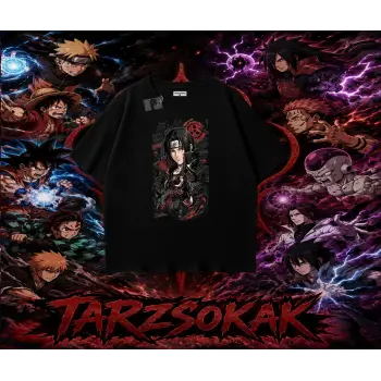 Itachi Uchiha Naruto Anime Karakteri Oversize Unisex Tişört Beyaz