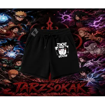 Itachi Uchiha Naruto Anime Karakteri Unisex Şort Beyaz