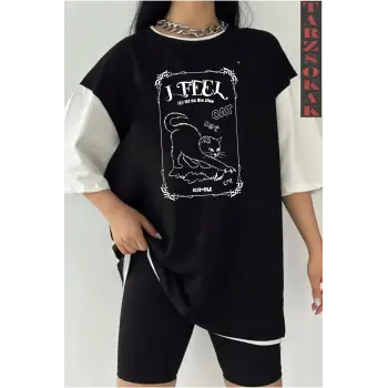 JFEEL CAT Siyah Oversize Çift Renk