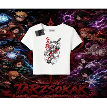 Jiraiya Naruto Anime Karakteri Kadın Baby Tee Beyaz