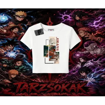 Jiraiya Naruto Anime Karakteri Kadın Baby Tee Beyaz