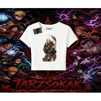 Jiraiya Naruto Anime Karakteri Kadın Baby Tee Beyaz