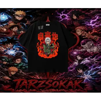 Jiraiya Naruto Anime Karakteri Oversize Unisex Tişört Beyaz