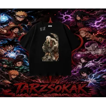 Jiraiya Naruto Anime Karakteri Oversize Unisex Tişört Beyaz
