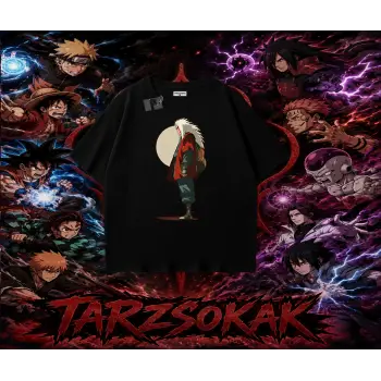 Jiraiya Naruto Anime Karakteri Oversize Unisex Tişört Beyaz