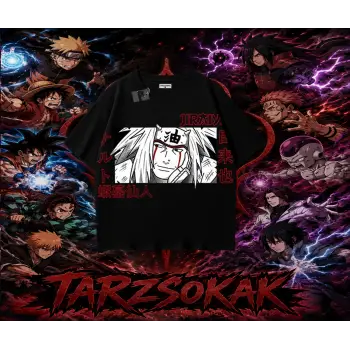 Jiraiya Naruto Anime Karakteri Oversize Unisex Tişört Beyaz