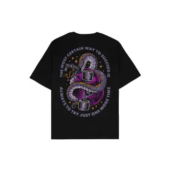 Just Try Siyah Oversize Unisex T-shirt
