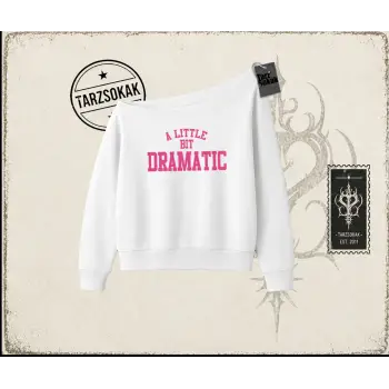 Kadın a Little Bit Dramatic Kadın Kayık Yaka Sweatshirt Beyaz