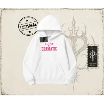 Kadın a Little Bit Dramatic Oversize Unisex Kapşonlu Sweatshirt Beyaz