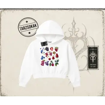 Kadın Berries Kadın Crop Kapşonlu Sweatshirt Beyaz