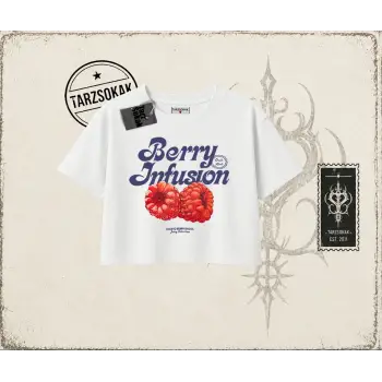 Kadın Berry Infusion Kadın Crop Tişört Beyaz