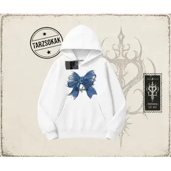 Kadın Borfend Oversize Unisex Kapşonlu Sweatshirt Beyaz