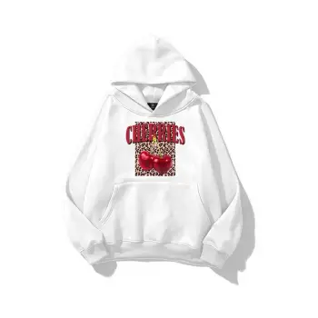 Kadın Cherries Leopar Sweatshirt Beyaz