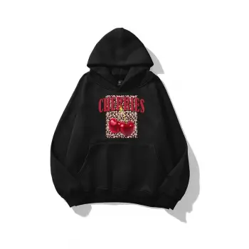 Kadın Cherries Leopar Sweatshirt Siyah