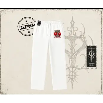 Kadın Cherry Perfection Leopar Unisex Baggy Eşofman Altı Beyaz