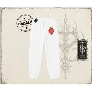Kadın Çilek Disco Unisex Jogger Eşofman Altı Beyaz