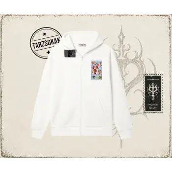 Kadın Crab Picnic Oversize Unisex Hırka & Çeket Fermuarlı Sweatshirt Beyaz