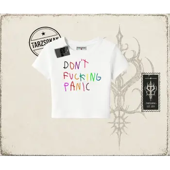 Kadın Dont Fcking Panic Kadın Baby Tee Beyaz