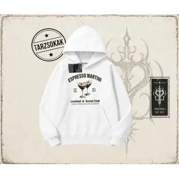 Kadın Espresso Martini Oversize Unisex Kapşonlu Sweatshirt Beyaz