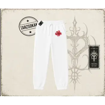 Kadın Hibiscus Unisex Jogger Eşofman Altı Beyaz