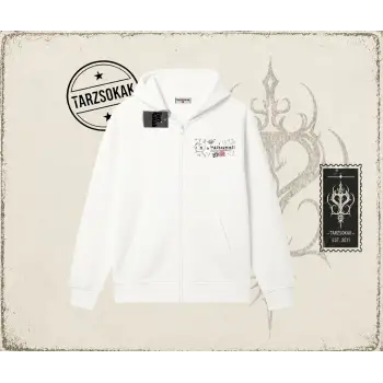 Kadın Im a Mastermind Oversize Unisex Hırka & Çeket Fermuarlı Sweatshirt Beyaz
