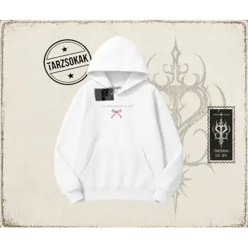 Kadın Im Literally Just a Girl Oversize Unisex Kapşonlu Sweatshirt Beyaz