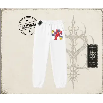 Kadın Istakoz Ekose Unisex Jogger Eşofman Altı Beyaz