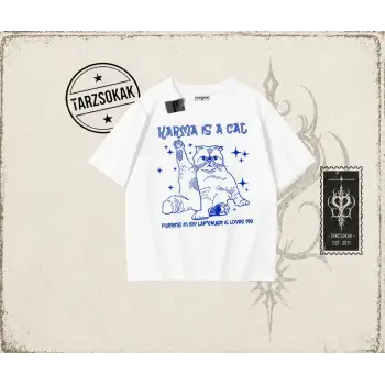 Kadın Karma is a Cat Oversize Unisex Tişört - Çocuk