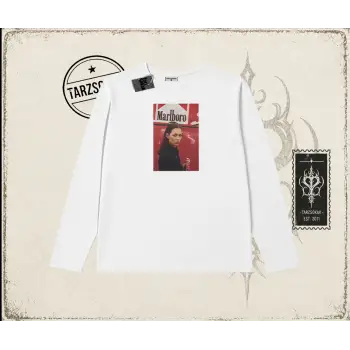 Kadın Kate Moss icecream Biskilet Yaka  Long Sleeve Beyaz