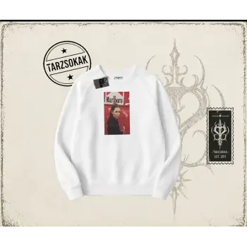 Kadın Kate Moss icecream Oversize Unisex Bisiklet Yaka Sweatshirt Beyaz
