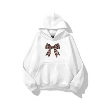 Kadın Leopar Kurdele Sweatshirt Beyaz