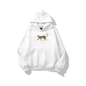 Kadın Leopar Kuyruk Kurdele Sweatshirt Beyaz
