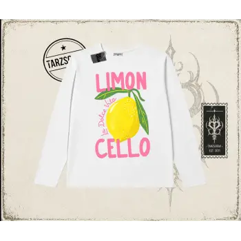 Kadın Limon Cello Biskilet Yaka  Long Sleeve Beyaz