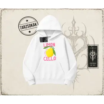 Kadın Limon Cello Oversize Unisex Kapşonlu Sweatshirt Beyaz