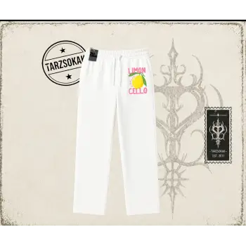 Kadın Limon Cello Unisex Baggy Eşofman Altı Beyaz