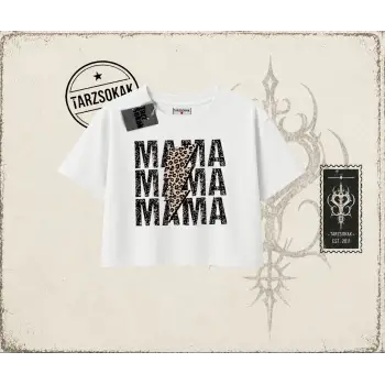 Kadın MamaMama Kadın Crop Tişört Beyaz