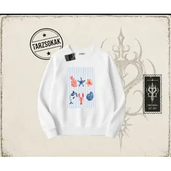 Kadın Ocean Like Oversize Unisex Bisiklet Yaka Sweatshirt Beyaz