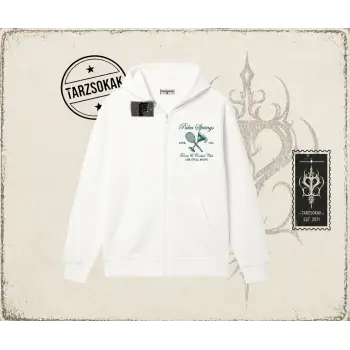 Kadın Palm Springs Oversize Unisex Hırka & Çeket Fermuarlı Sweatshirt Beyaz