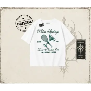 Kadın Palm Springs Oversize Unisex Tişört Beyaz