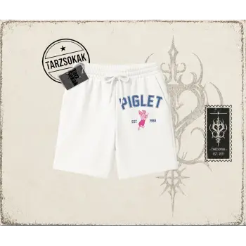 Kadın Piglet College Unisex Şort Beyaz