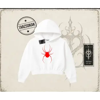 Kadın Red Spider Kadın Crop Kapşonlu Sweatshirt Beyaz