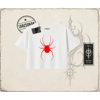 Kadın Red Spider Kadın Crop Tişört Beyaz