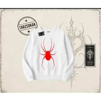 Kadın Red Spider Oversize Unisex Bisiklet Yaka Sweatshirt Beyaz