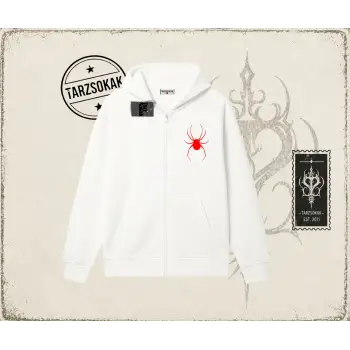 Kadın Red Spider Oversize Unisex Hırka & Çeket Fermuarlı Sweatshirt Beyaz